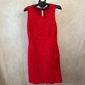 Red Calvin Klein Sleeveless Ruched Senator Sheath Dress Women's Large